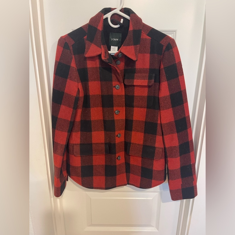 J. Crew Red and Black Checkered Jacket
